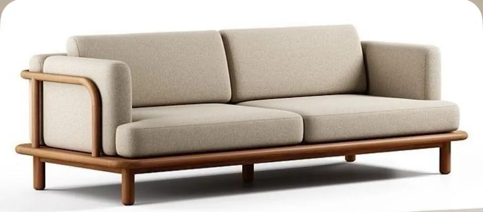 Teak Rail-Frame Sofa